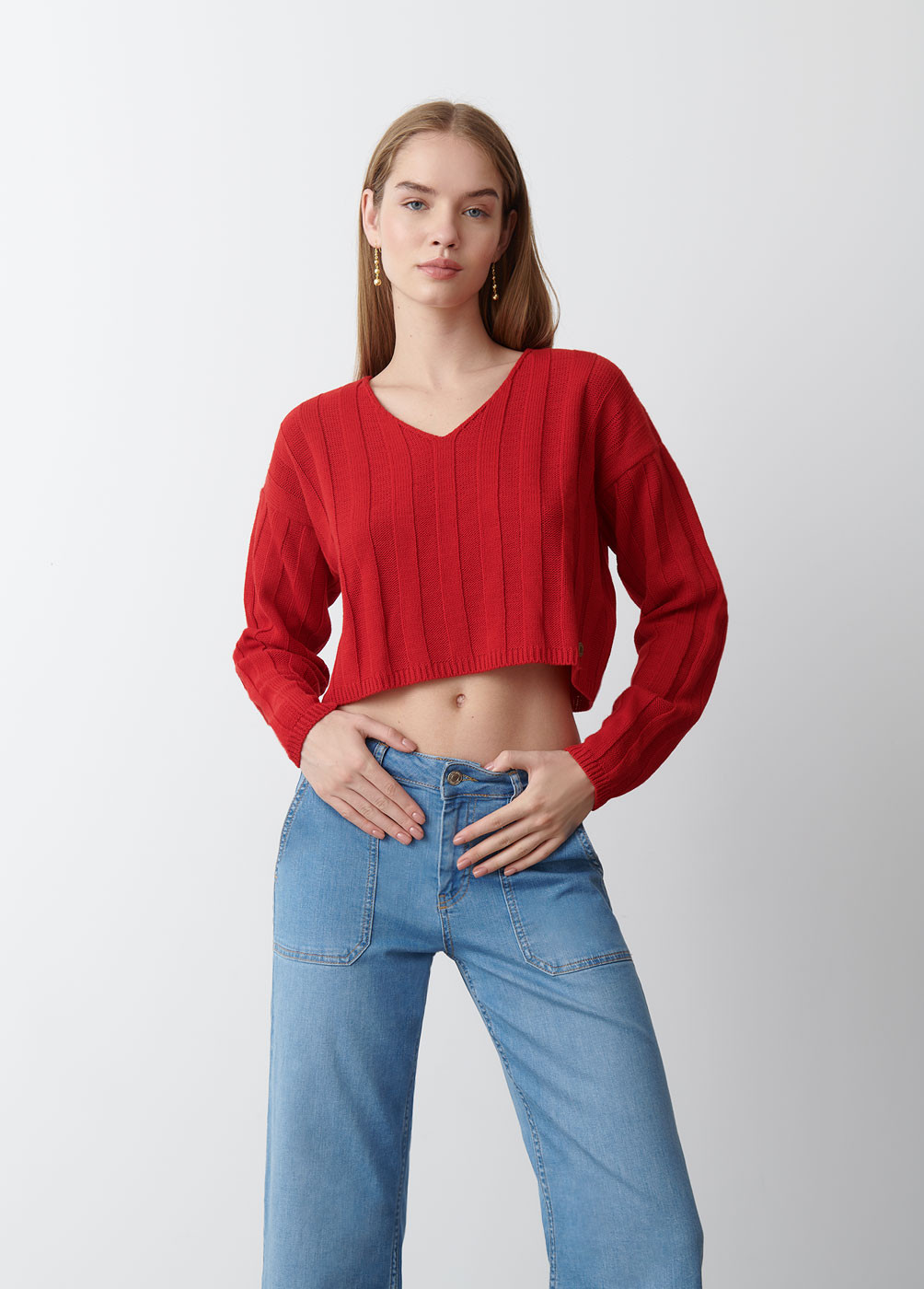 Cropped deals red jumper