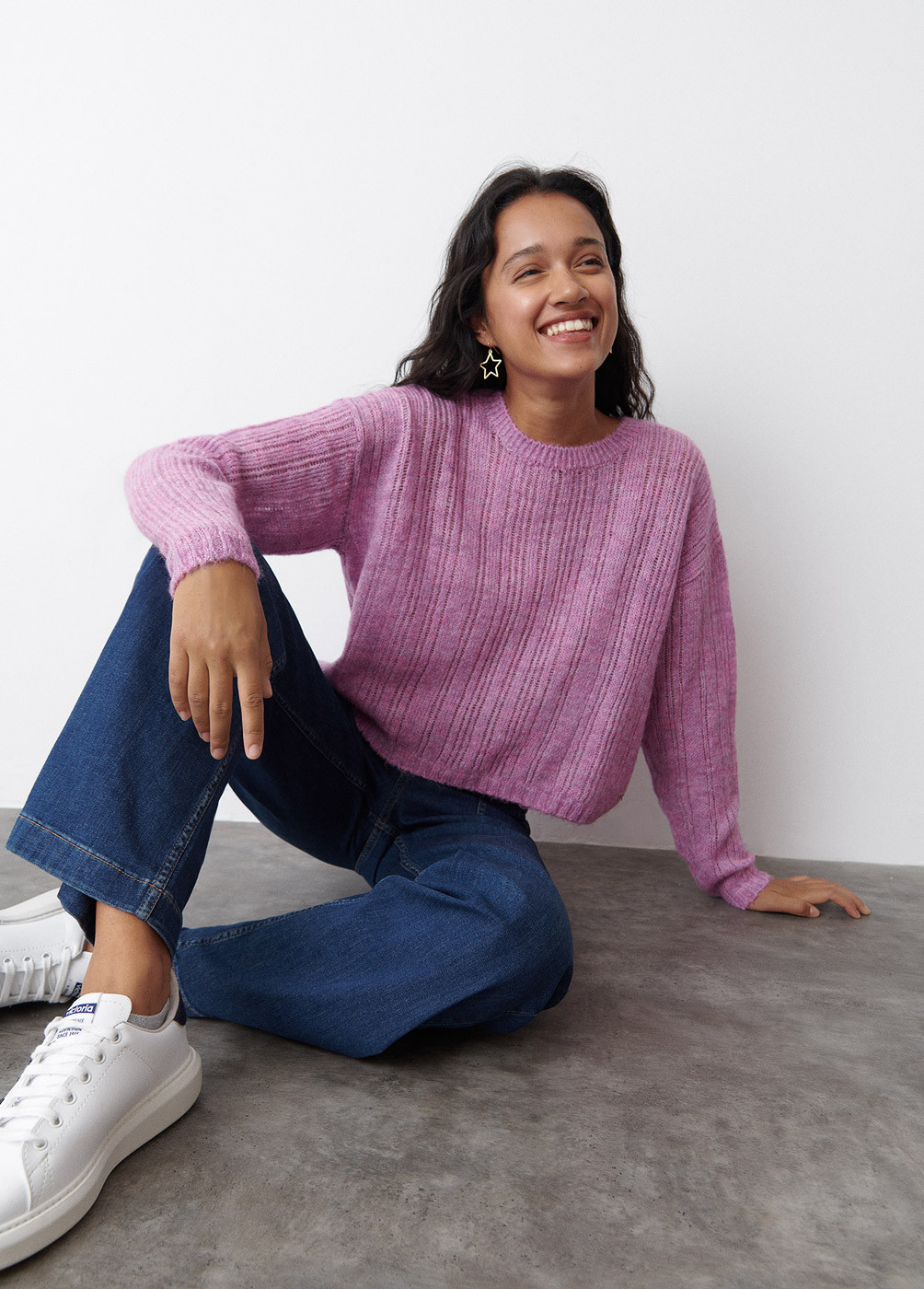 OPENWORK ROUND NECK JUMPER