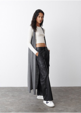 LONG PLAIN KNIT VEST