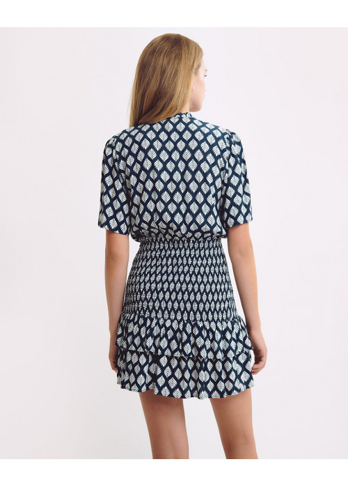 ETHNIC ELASTICATED DRESS WITH BEADS