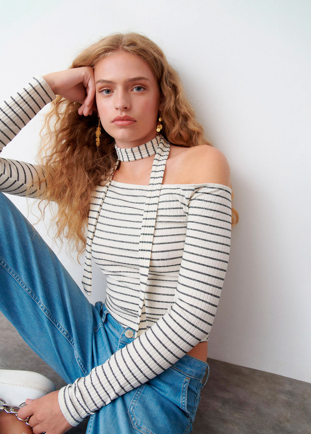 Off the 2025 shoulder striped shirt
