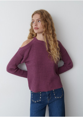 METALLIC YARN JUMPER WITH CUT-OUT DETAIL