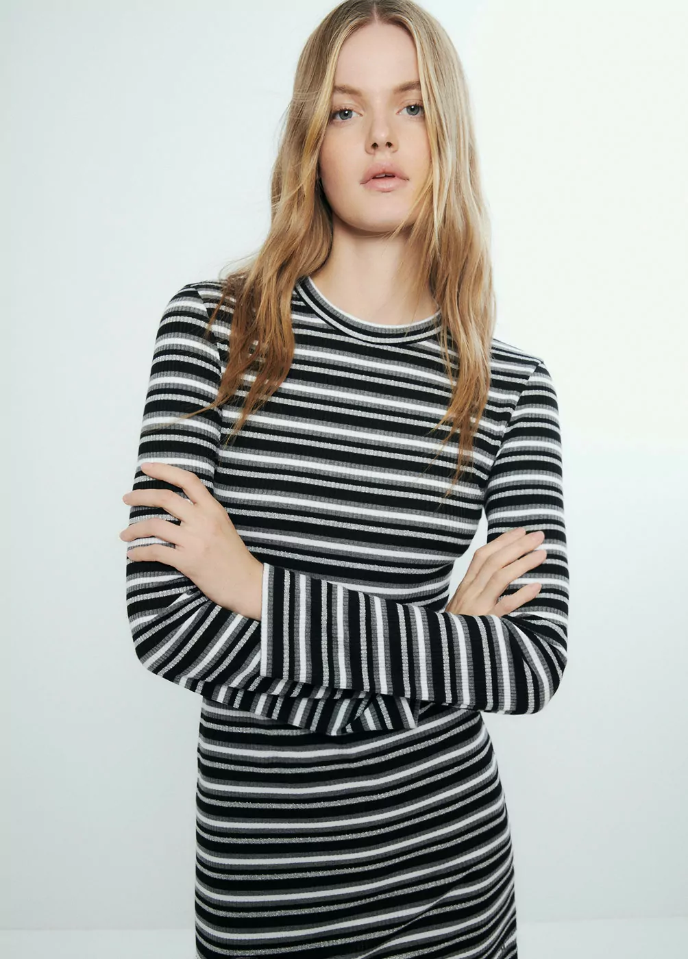 striped long sleeved dress