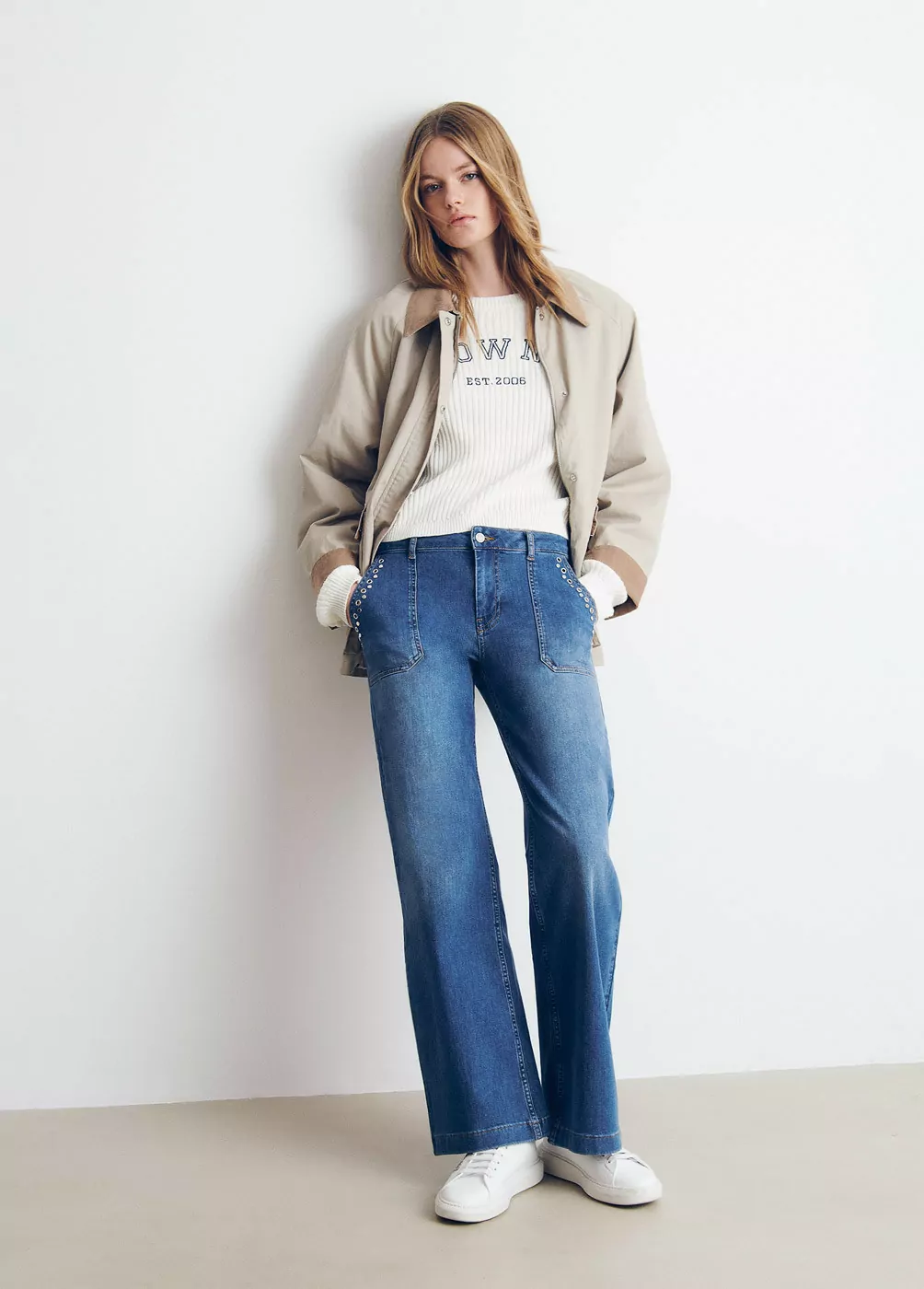 Culotte jeans with studs