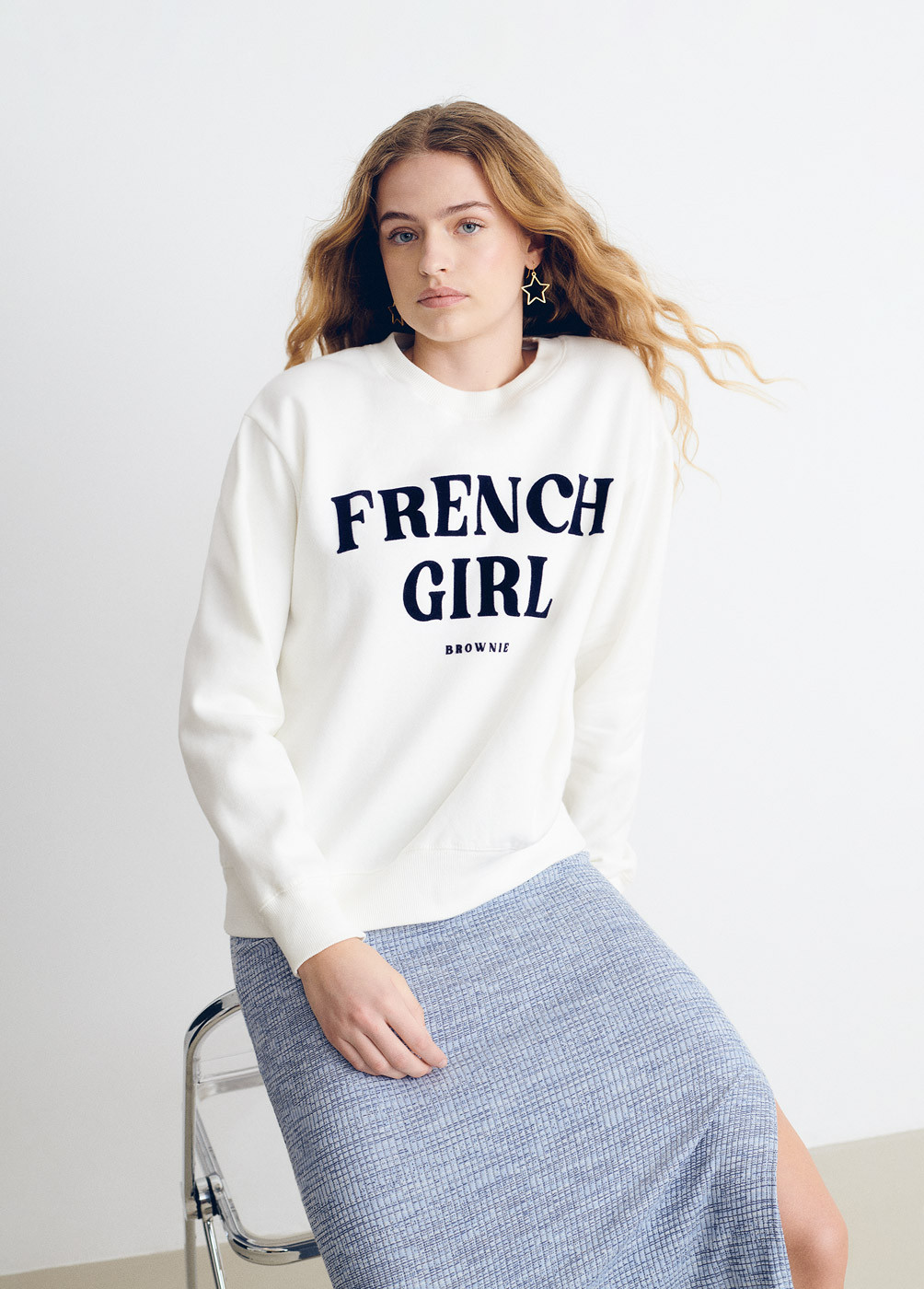 Flocked french girl slogan...
