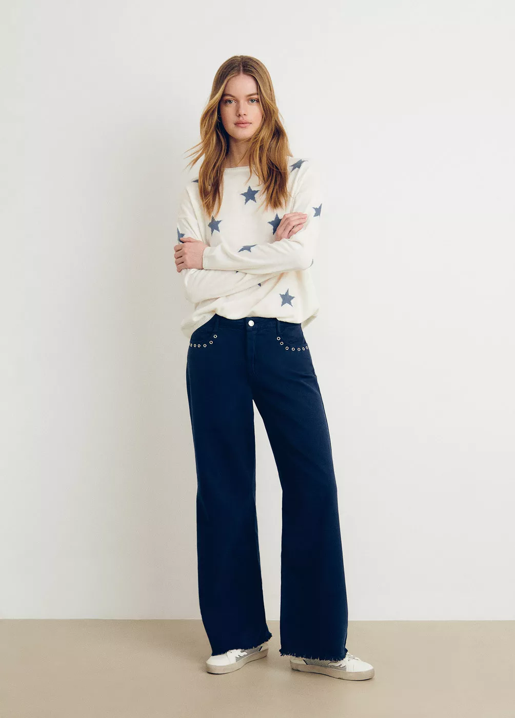 Culotte eyelet trousers