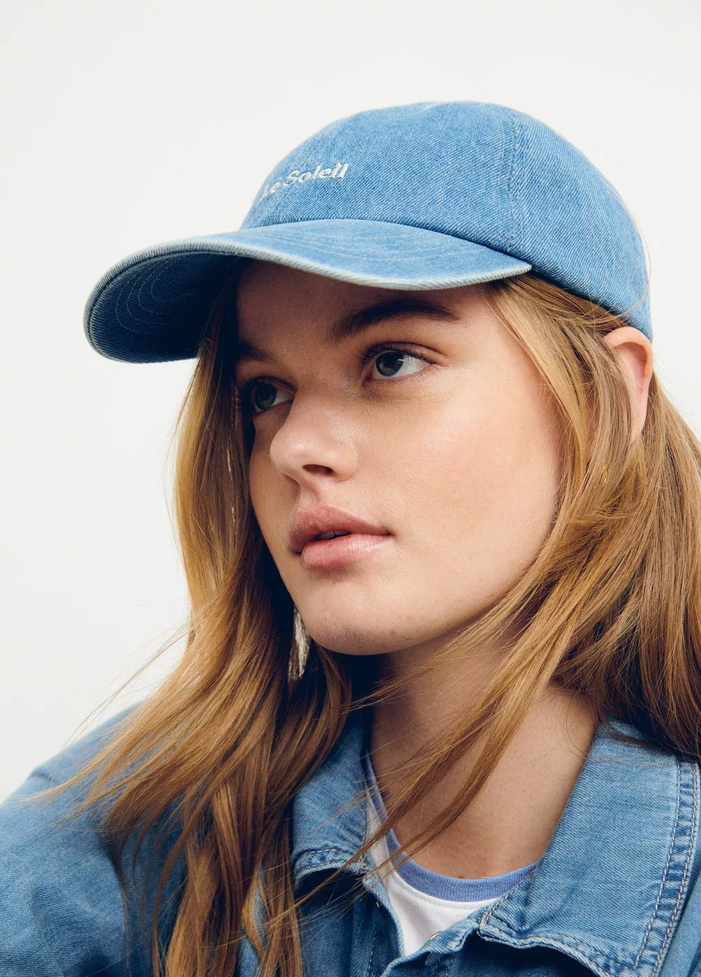 Embroidered denim cap