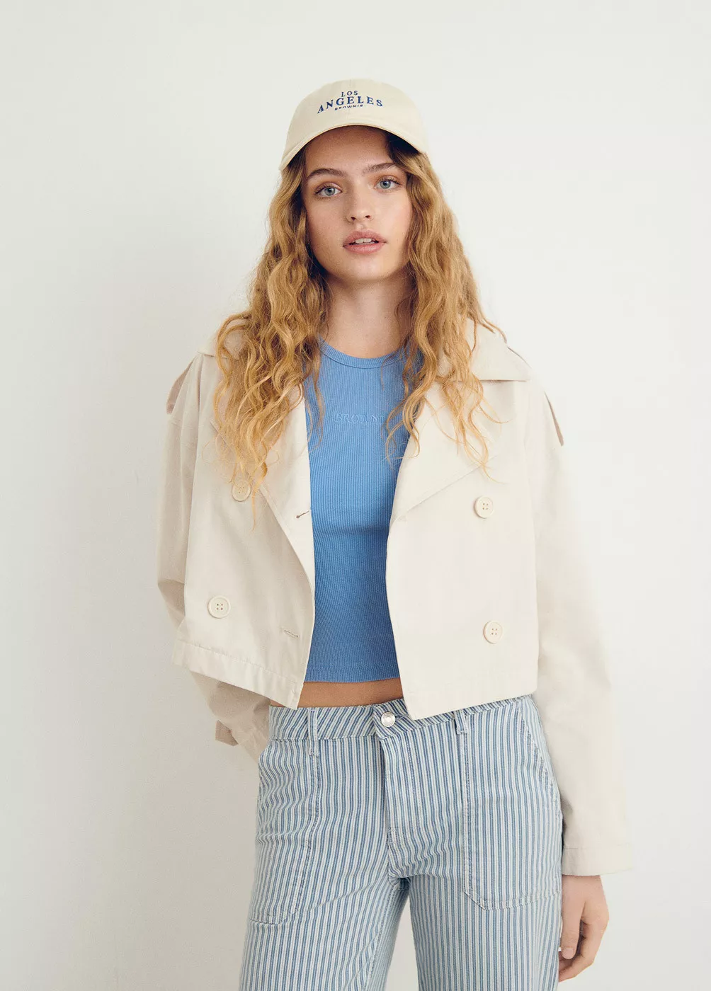 Cropped wrap trench coat