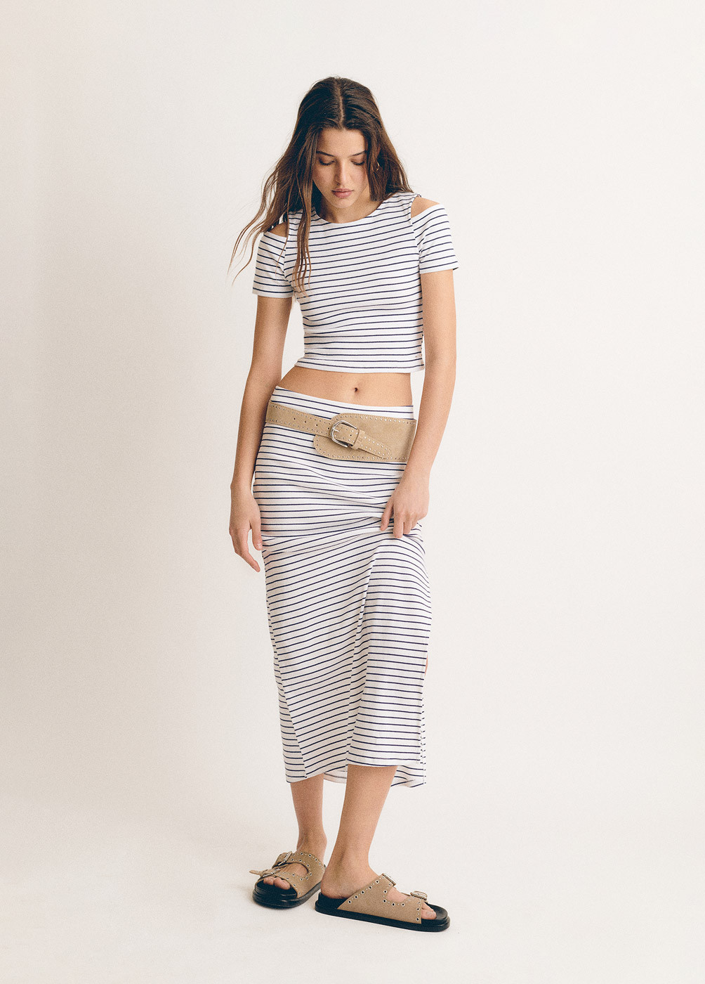 White woven stripe skirt