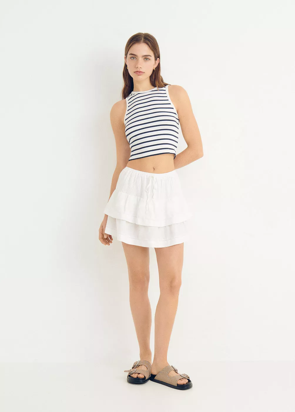 Linen pin-tuck skirt