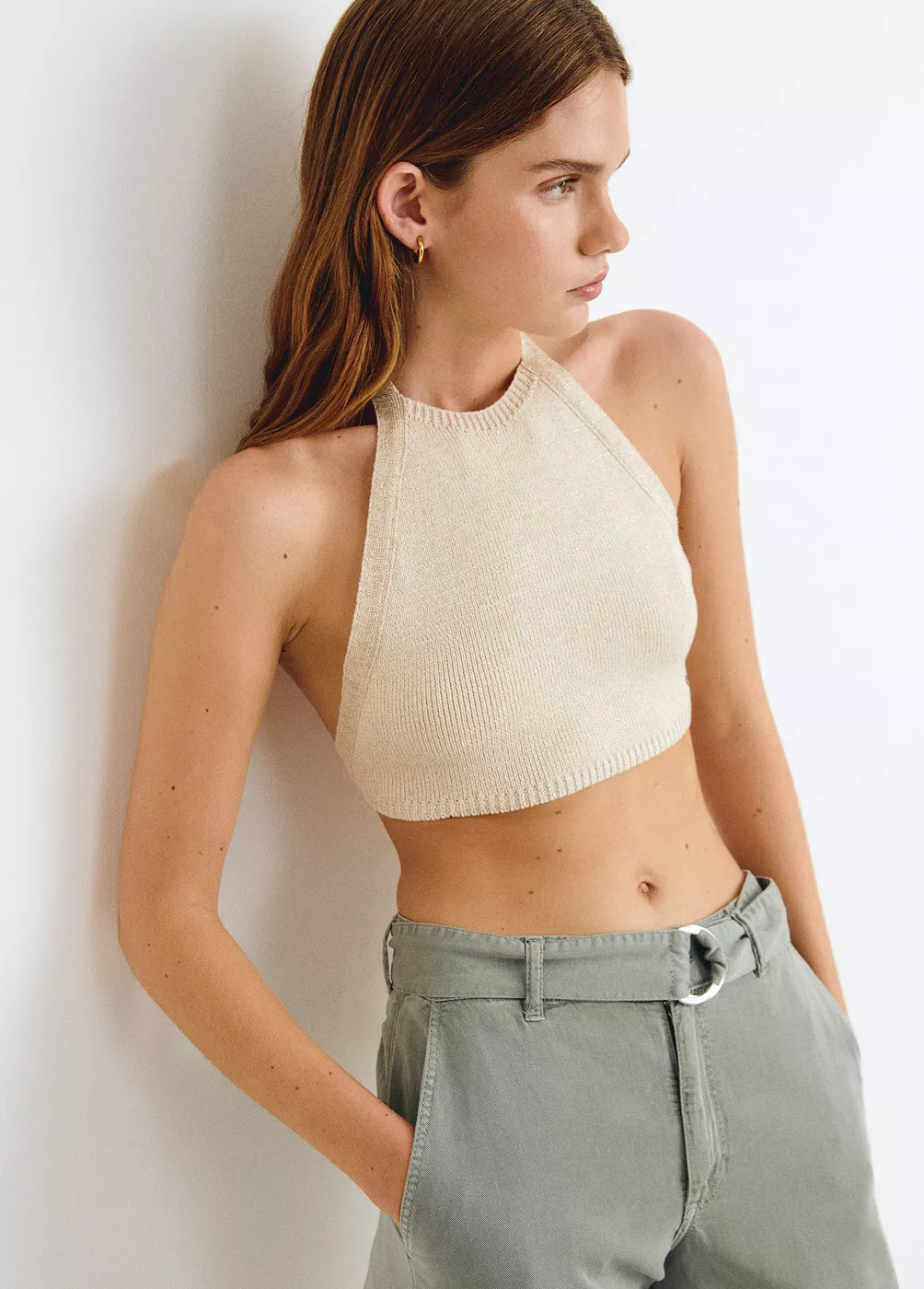 Tie-up knit top
