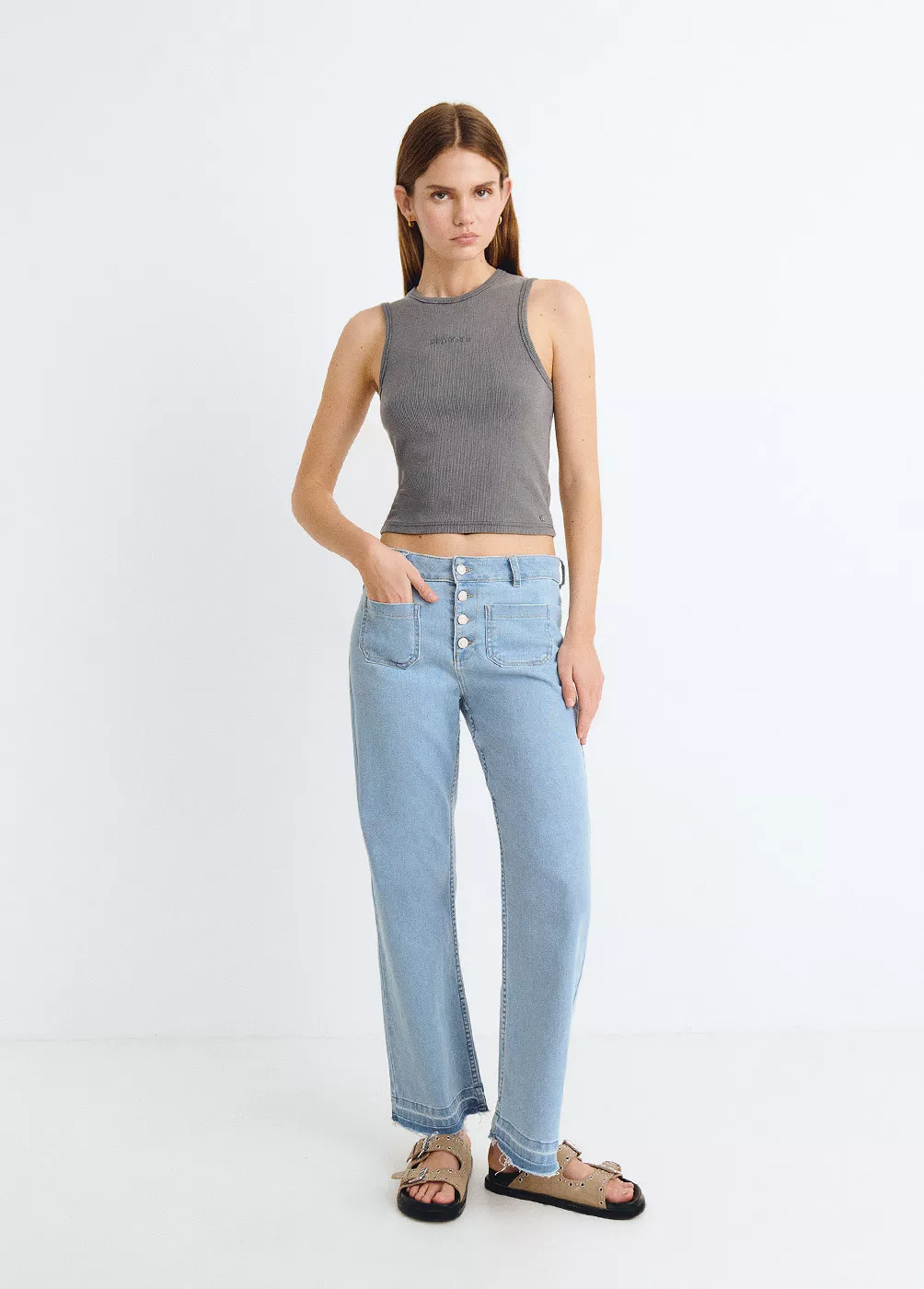 Culotte jeans with front...
