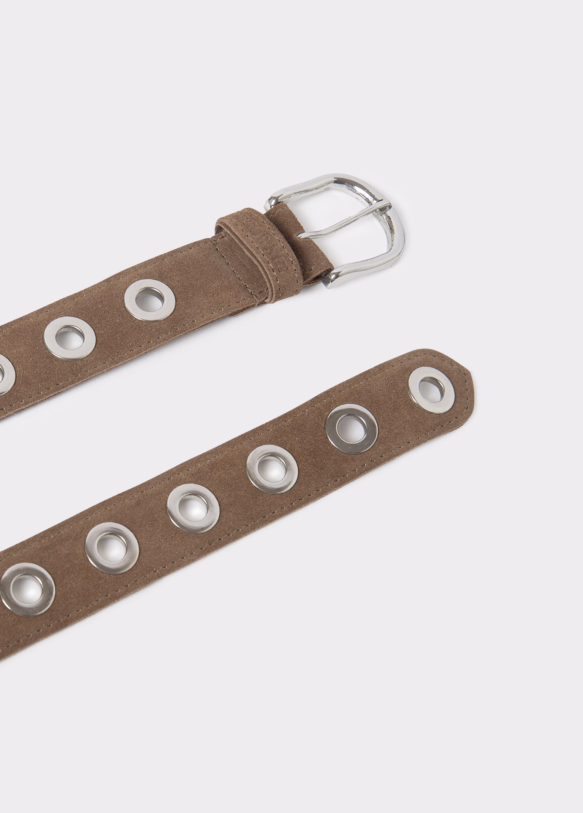 Leather belt with eyelets BROWNIE