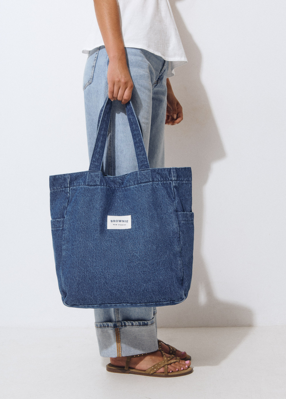 Denim shopper bag hotsell