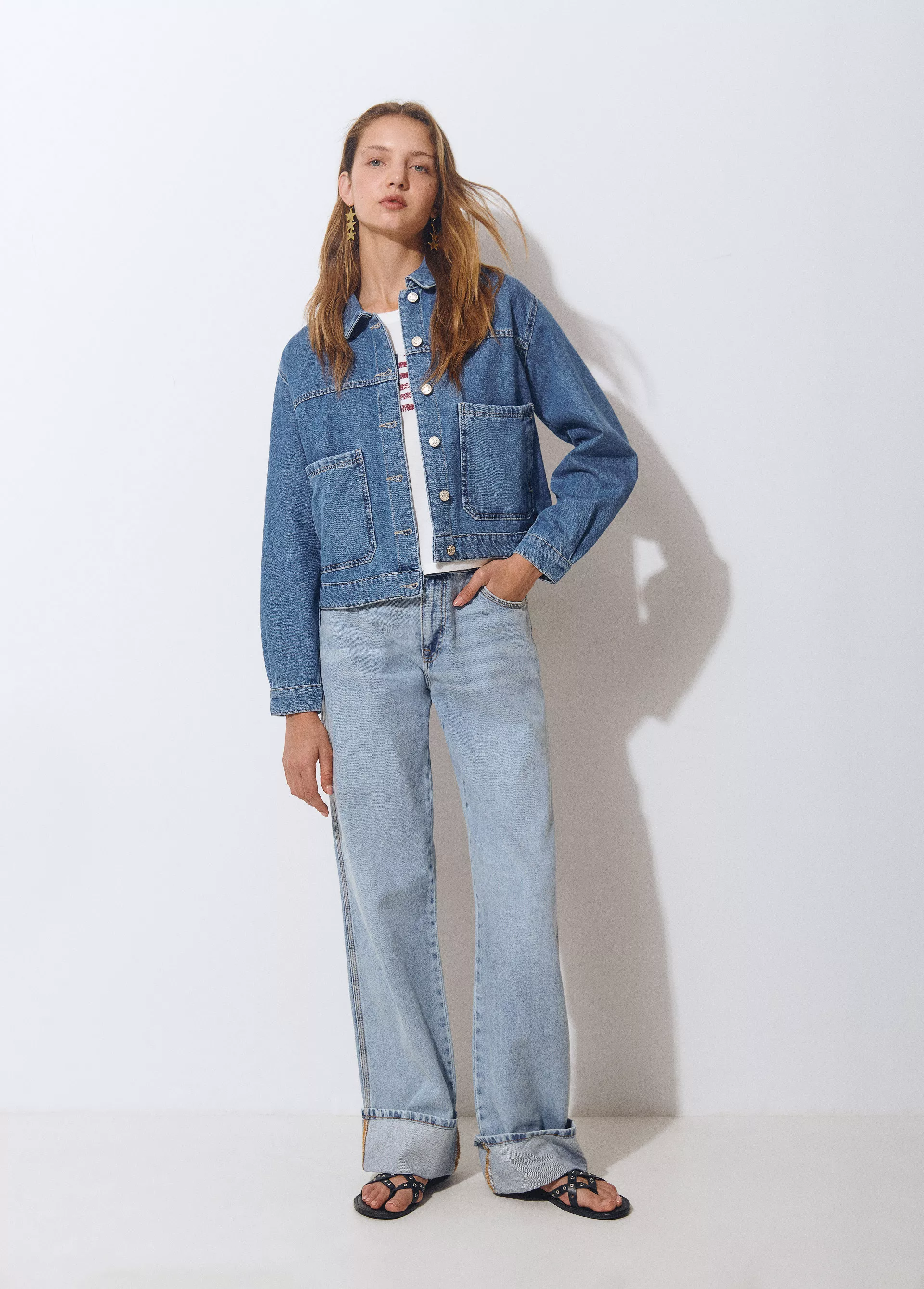 Jean jacket with pockets clearance