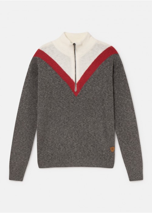 Intarsia jumper with zipper