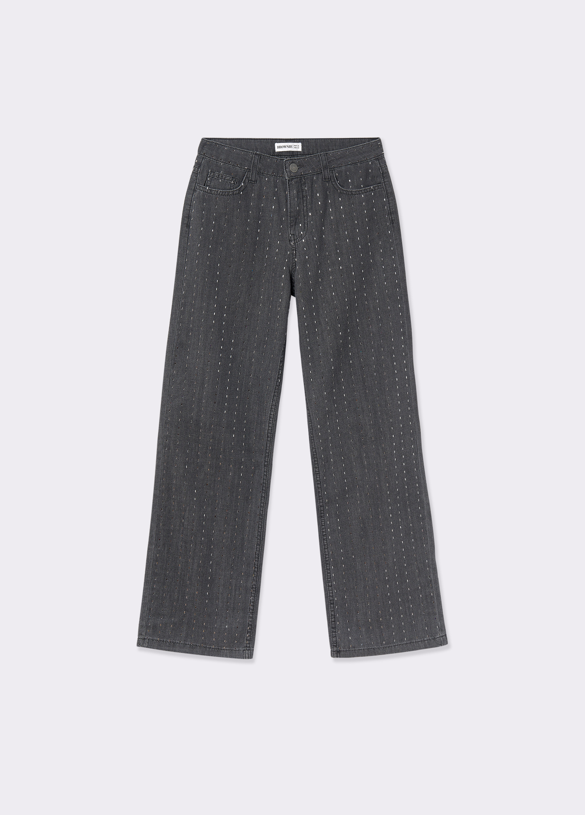 Jeans dritti con strass