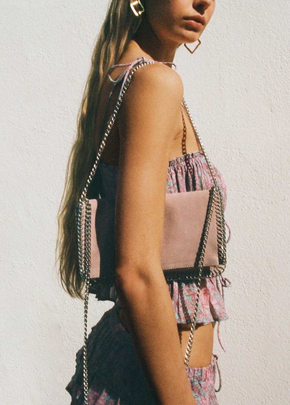 Double-chain leather flap bag