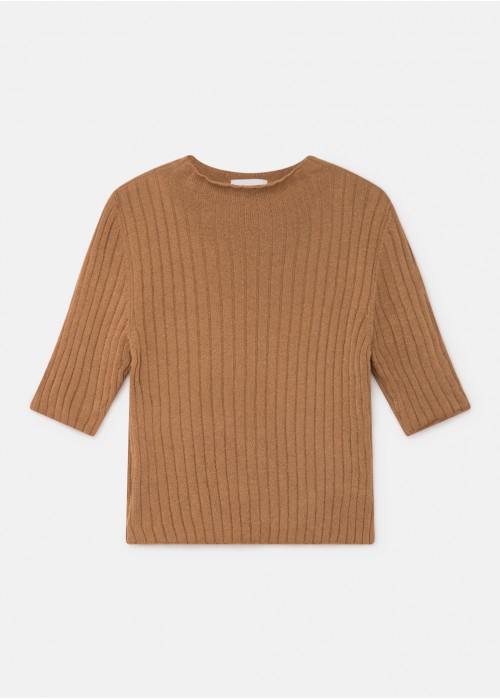 Short-sleeve round neck jumper with perkings