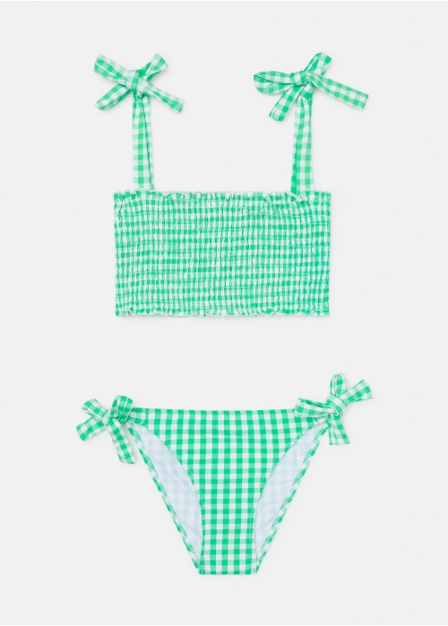 Gingham smocked bikini