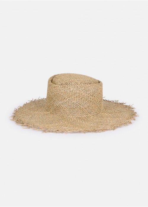 Hat with frayed detail