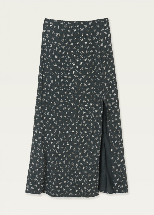 Falda andrea abertura midi estampada