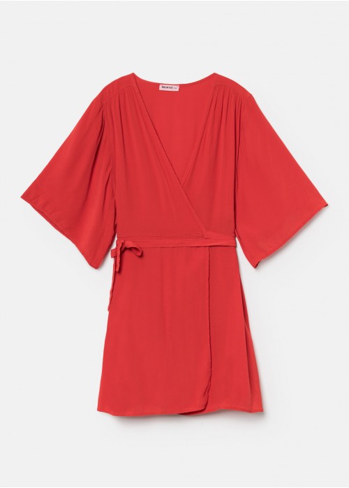 Vestido butterfly cruzado frunces