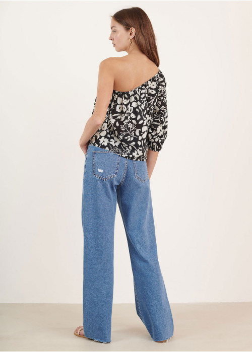 Top sumatra asimètric estampat