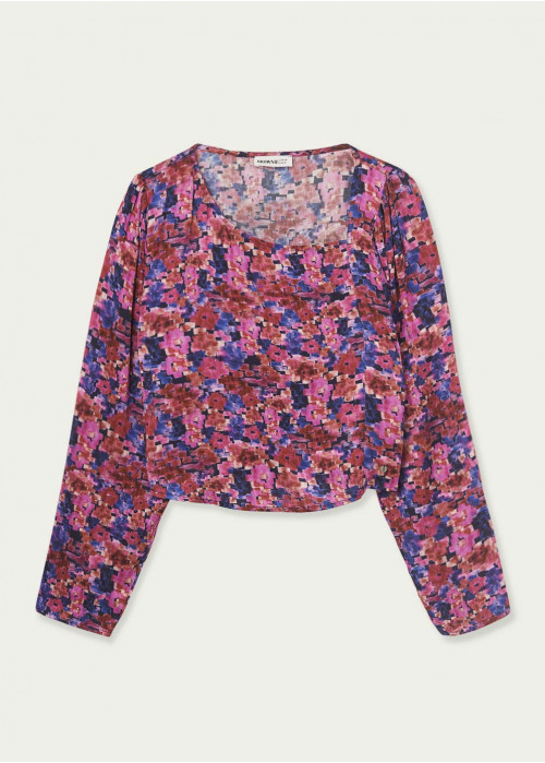 Brusa escot asimètric estampada