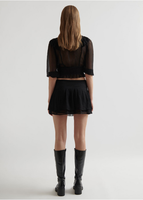 Brusa creuada smock lisa