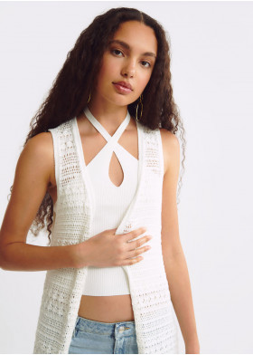 CHAQUETA PUNTO LARGA CALADA