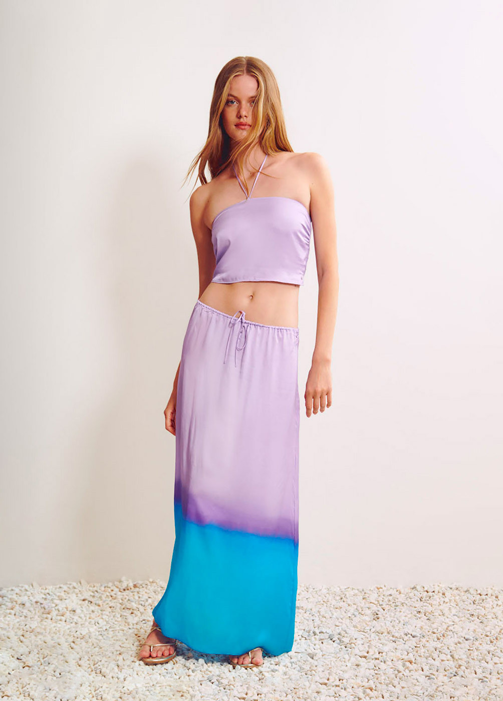 FALDA SATINADA DIP DYE