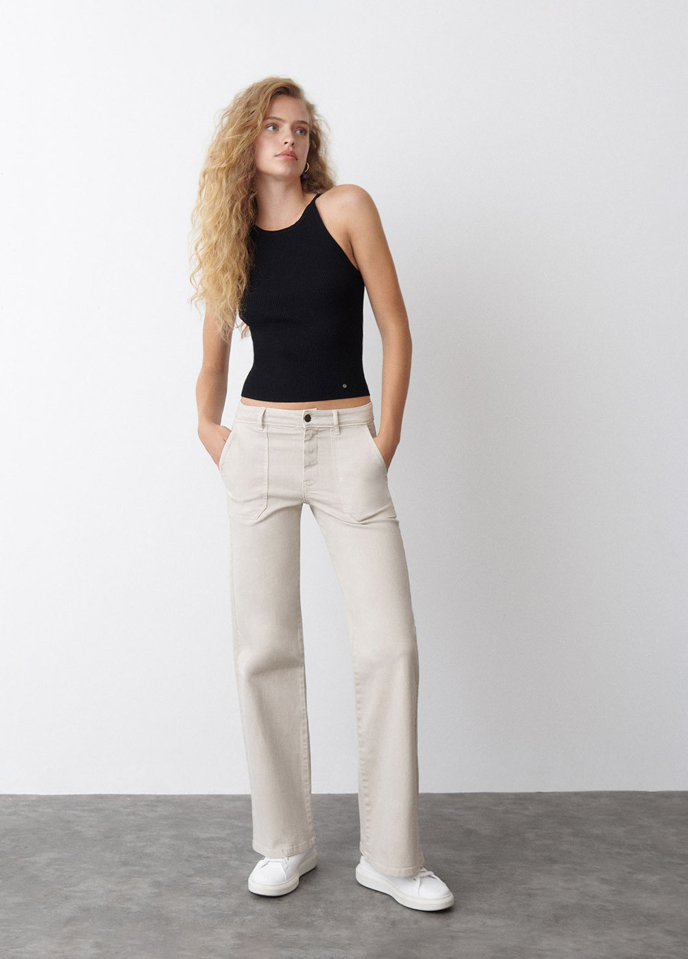 Pantalon culotte gris deals