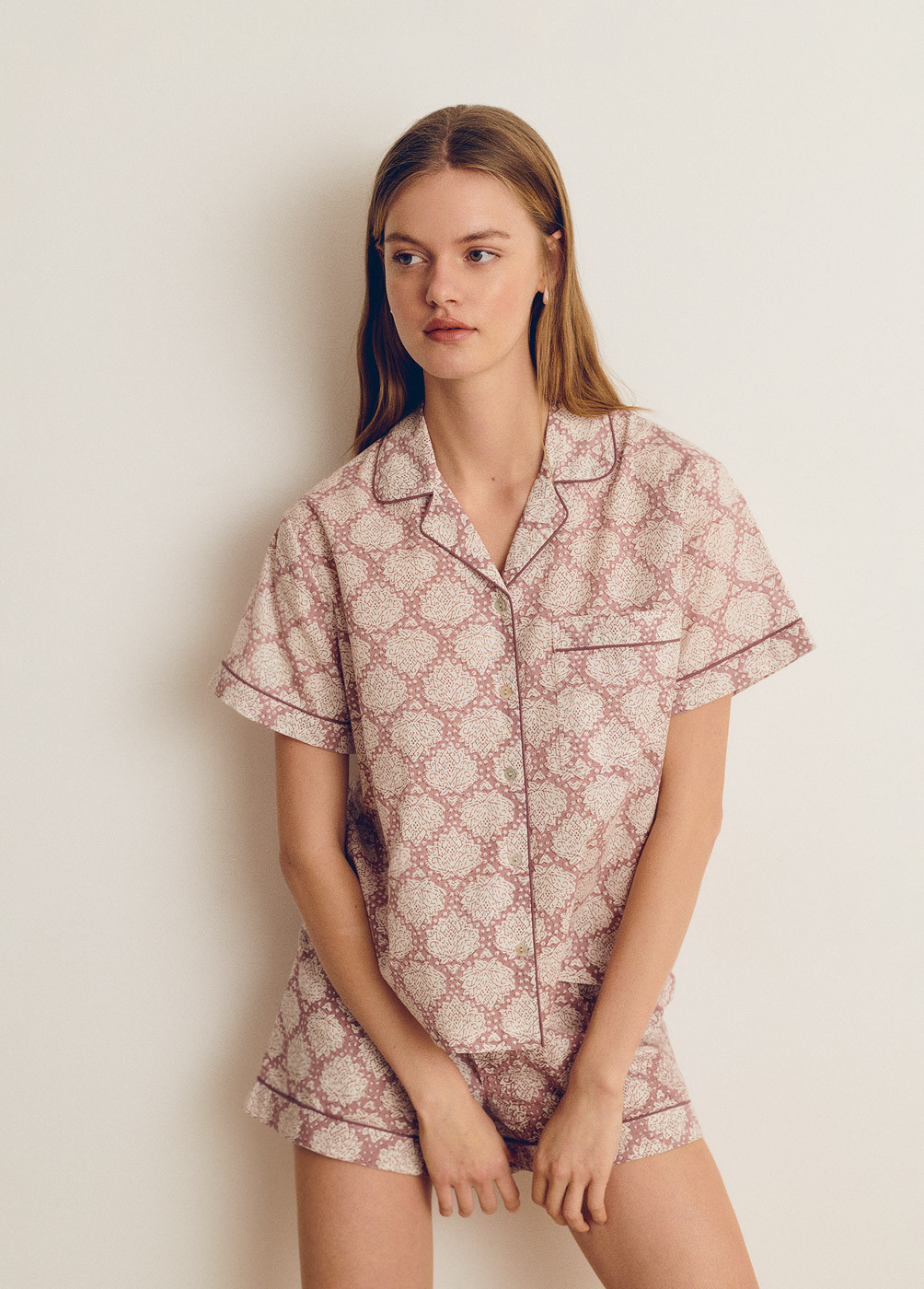 Pijama curt block print
