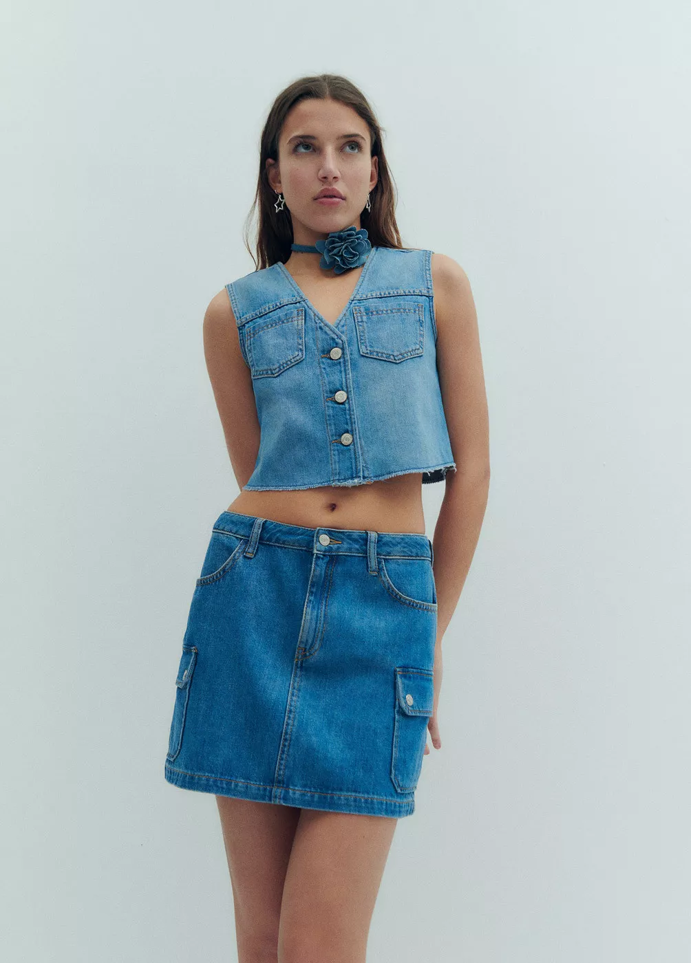 Chaleco jeans cropped