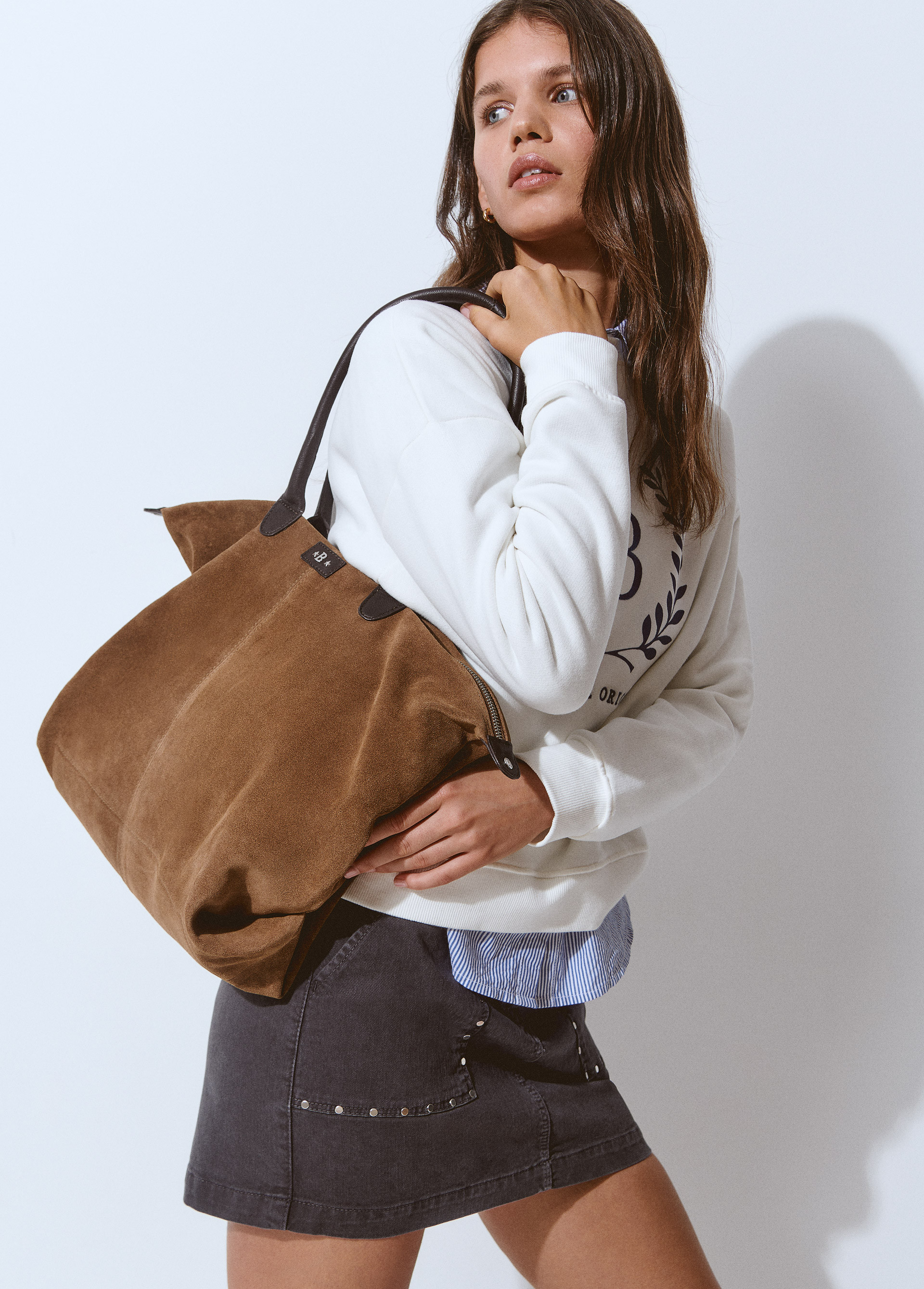 Sac shopper cuir fermeture zippee BROWNIE
