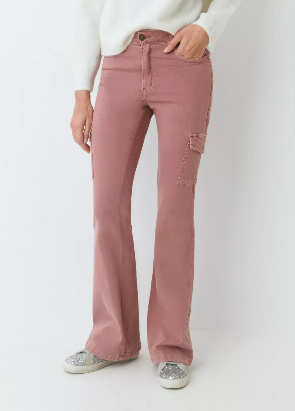 Pantalon campana rosa best sale