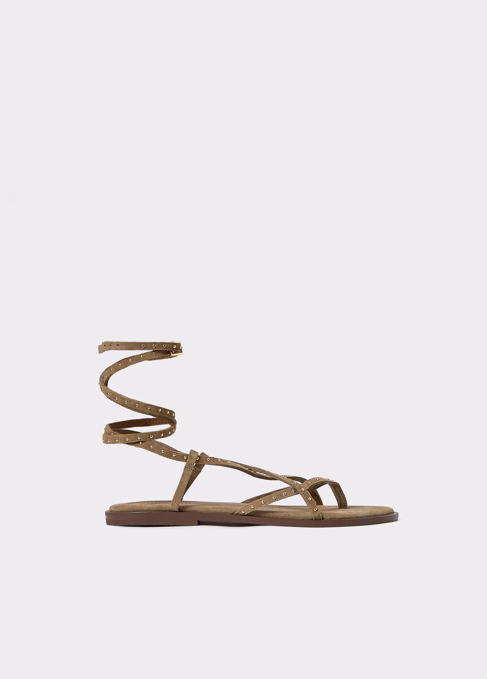 Sandale flach Leder Riemchen