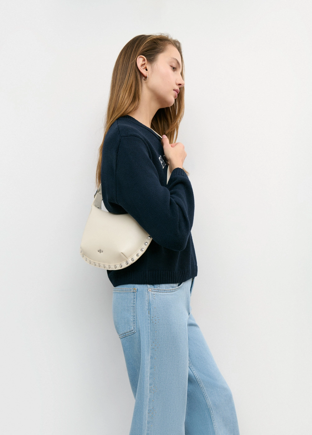 Studded leather crossbody bag