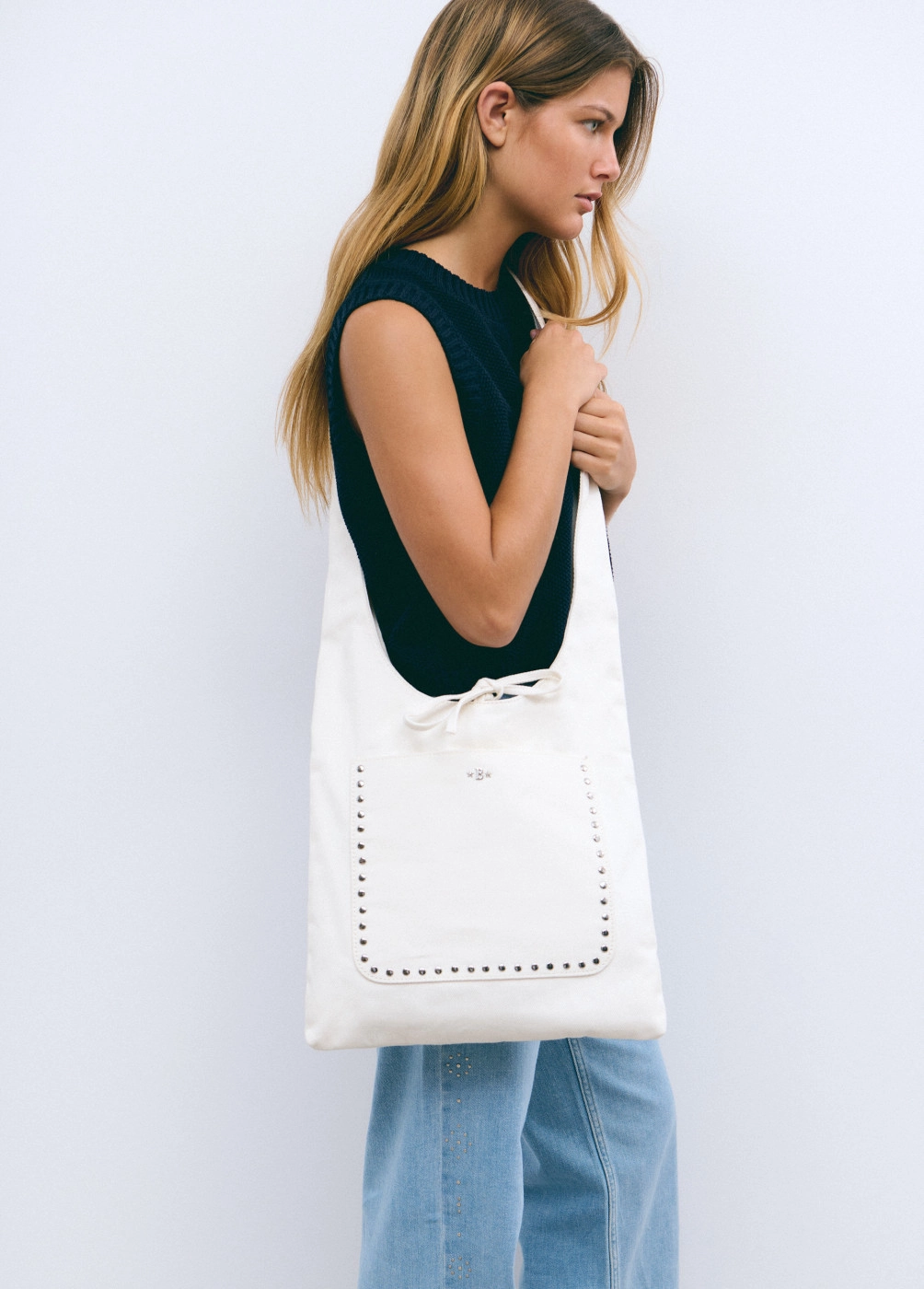 Studded shopper bag