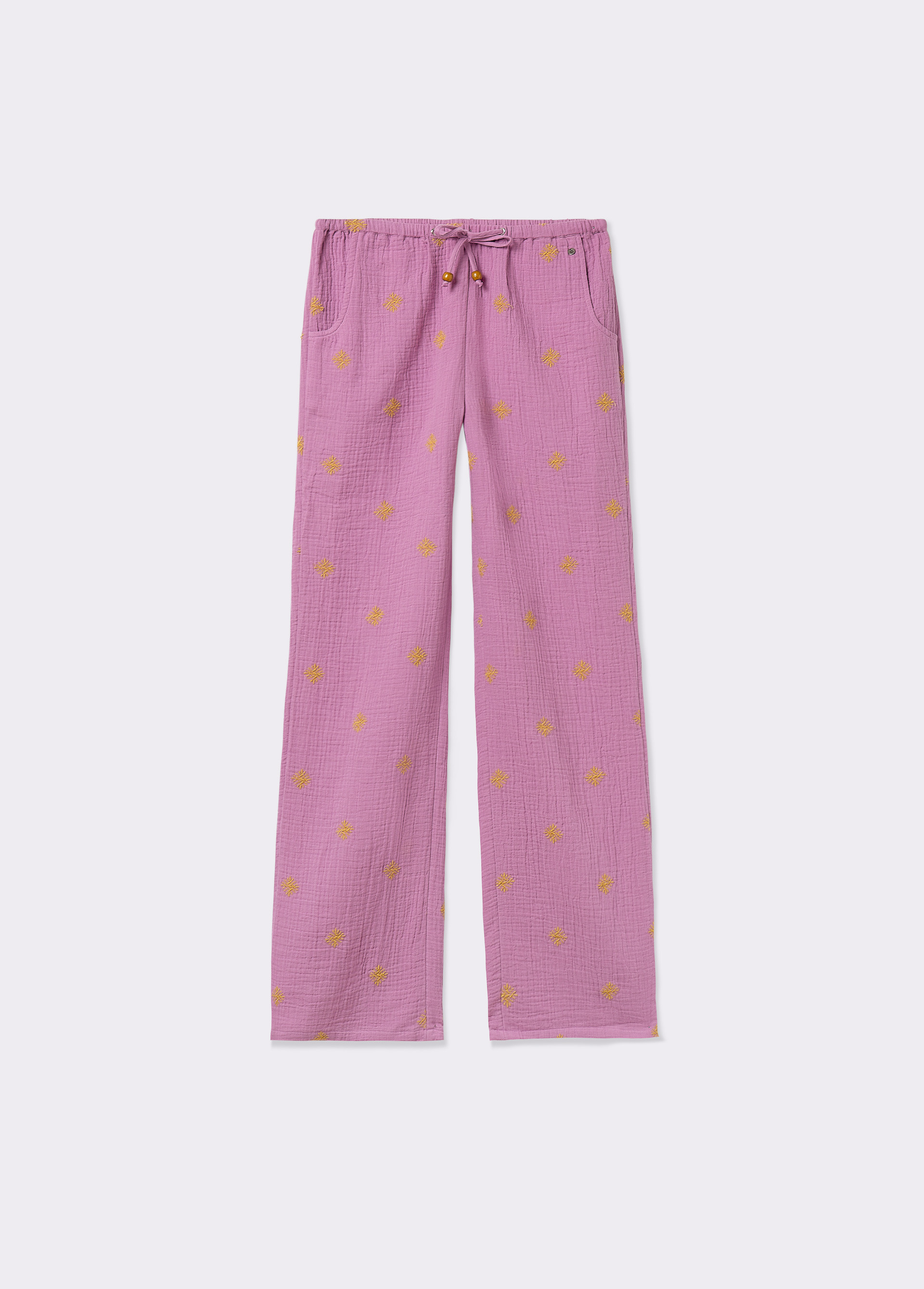 Bestickte Hose mit weitem Bein