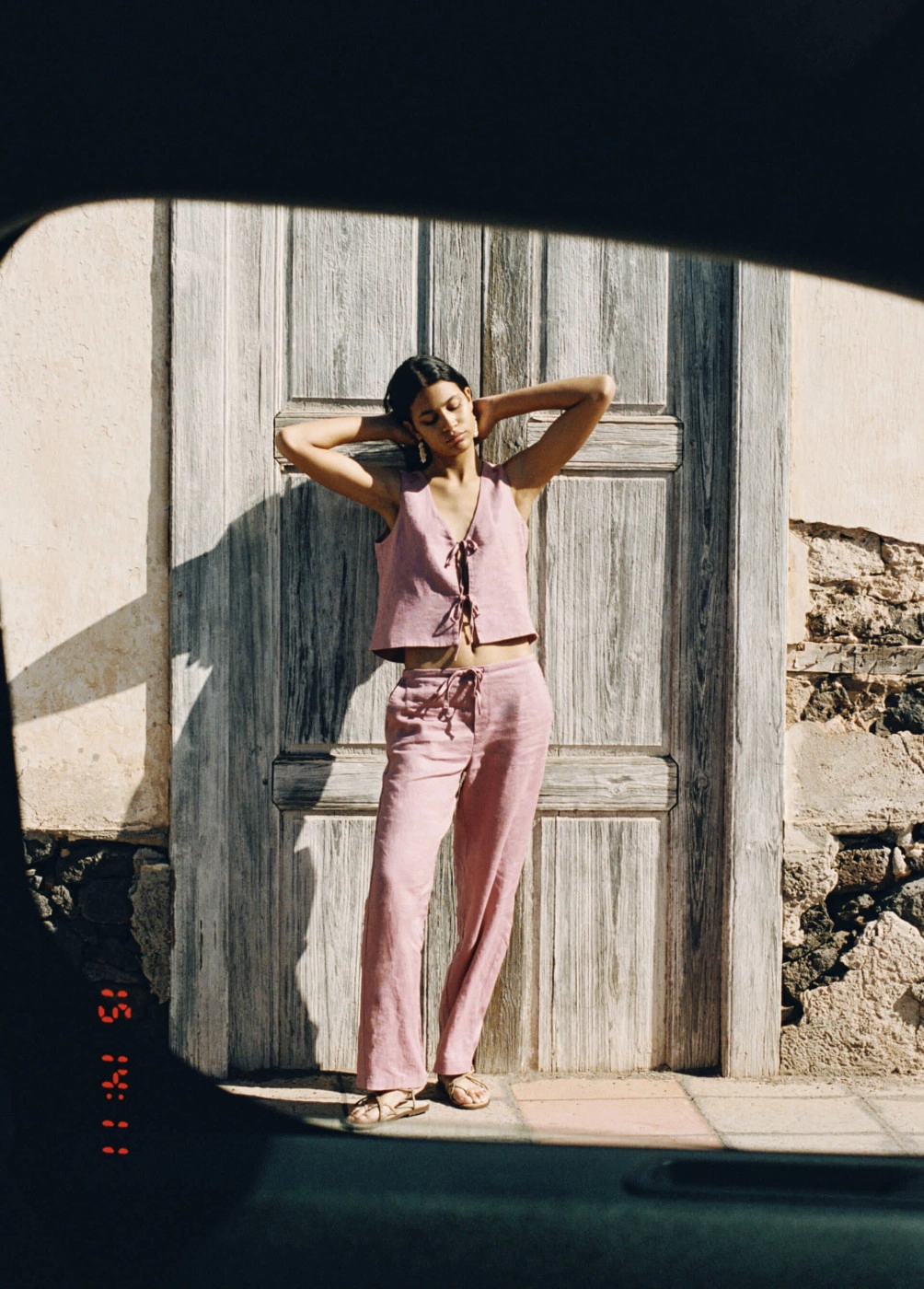 Linen low rise trousers