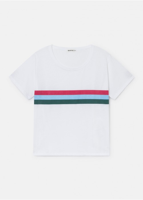Camiseta out c/r m/c franjas colores