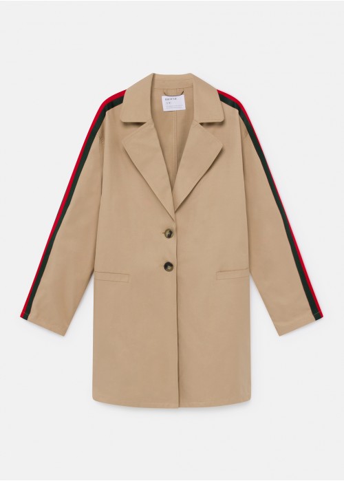 Gabardina trench banda en manga
