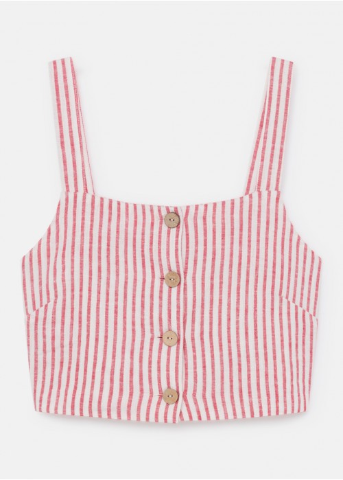 Top lilo stripes lino cropped y botones