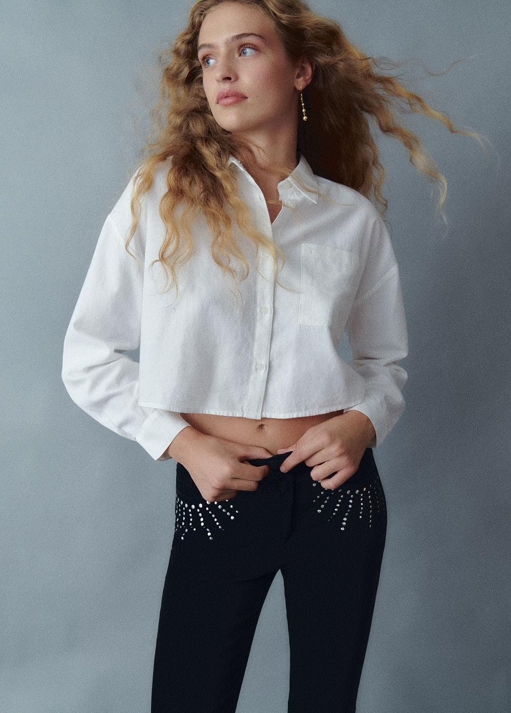 CAMICIA CROPPED TINTA UNITA...