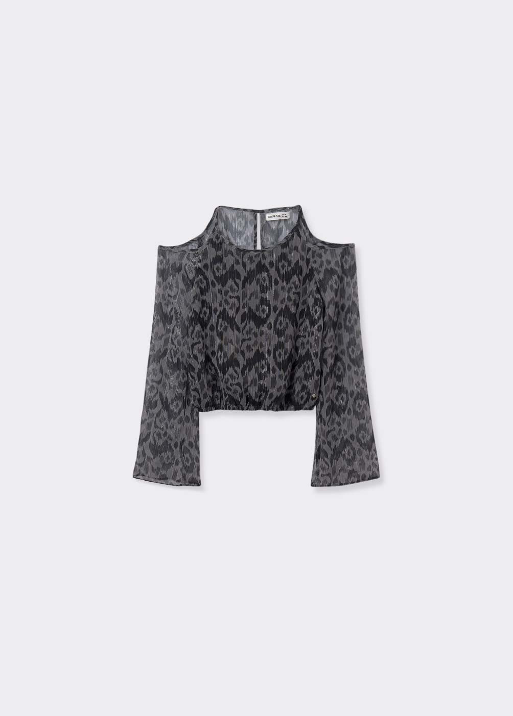 BLUSA CUT-OUT CON STAMPA IKAT