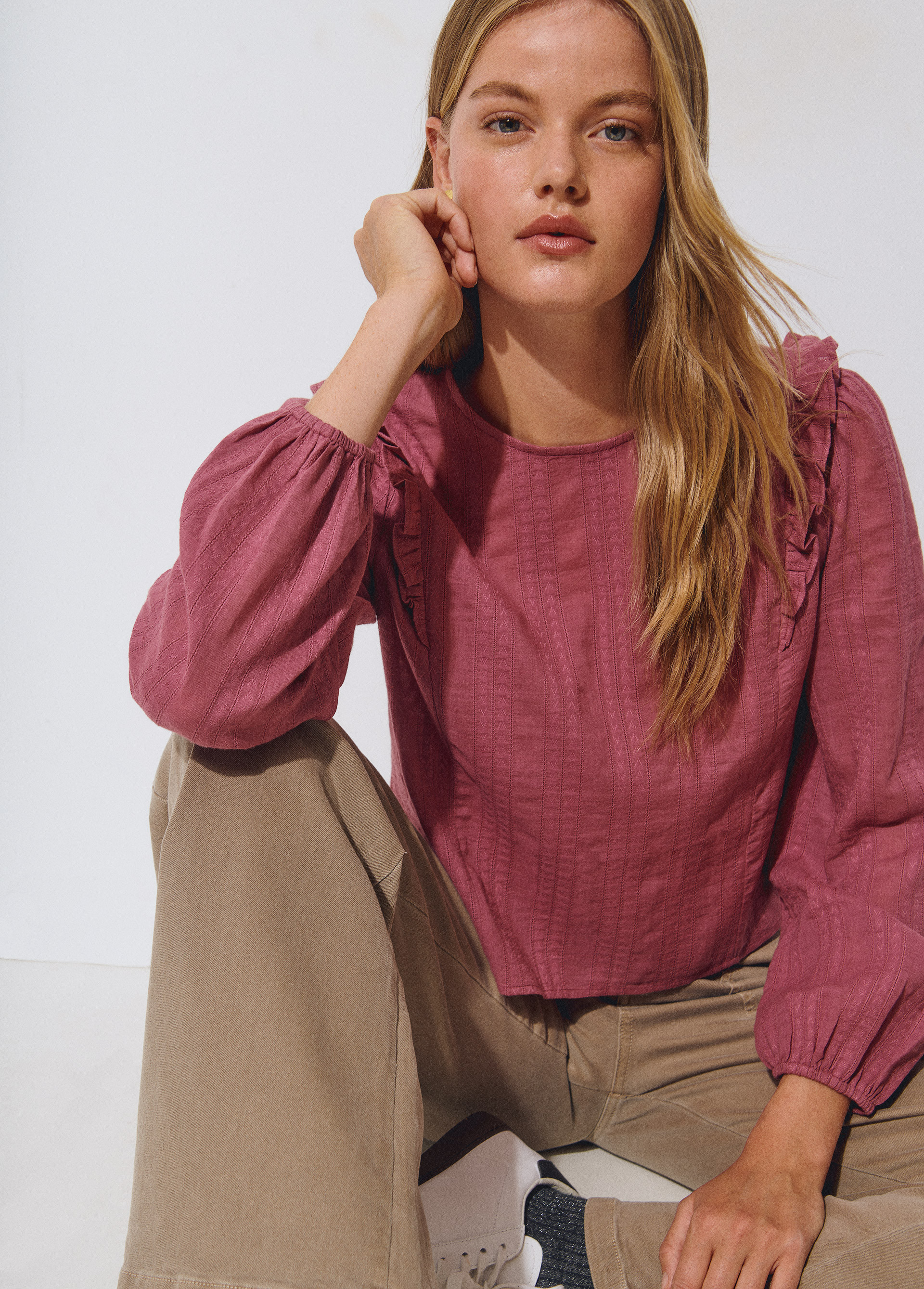 Blusa con volant e bottoni BROWNIE