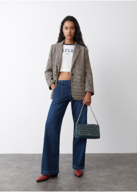 BLAZER RECHT PIED-DE-POULE MET WOL