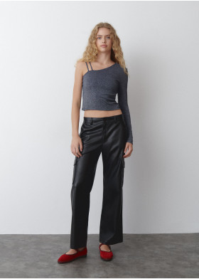 ASYMMETRISCH T-SHIRT MET BANDJES